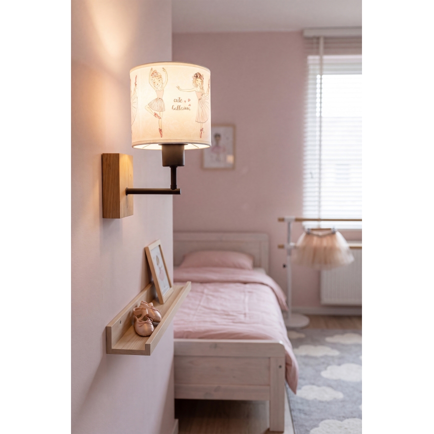 BRILAGI - BOBO WOOD Children's Wall Lamp 1xE27/25W/230V oak/black/white/pink/ballet slippers