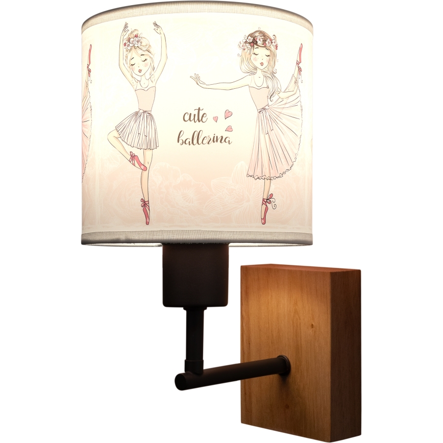 BRILAGI - BOBO WOOD Children's Wall Lamp 1xE27/25W/230V oak/black/white/pink/ballet slippers