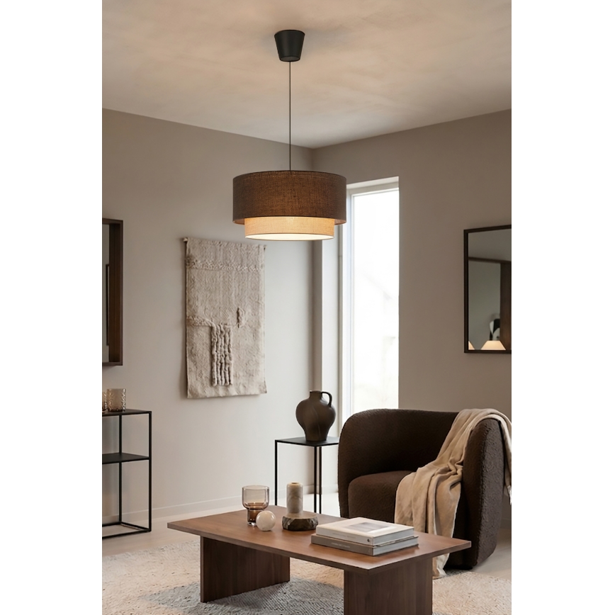 Brilagi - BOHO ECO Cable-Suspended LED Pendant 1xE27/10W/230V Ø 40 cm Brown/Cream