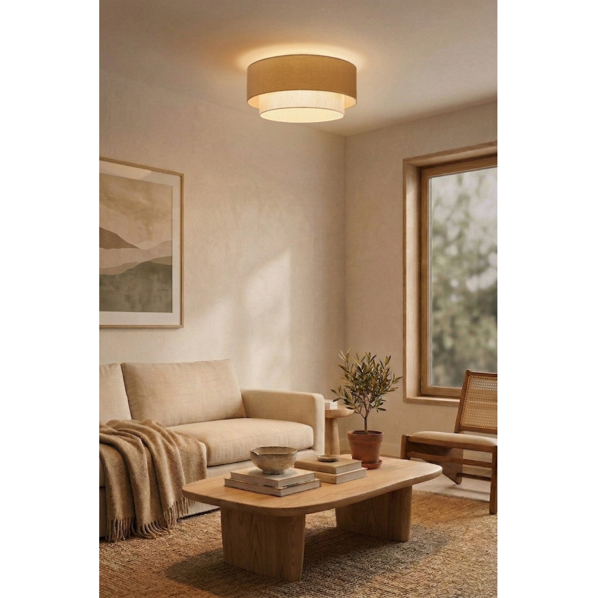 Brilagi - BOHO ECO LED Ceiling Light 1xE27/10W/230V, Ø 40 cm, beige/cream