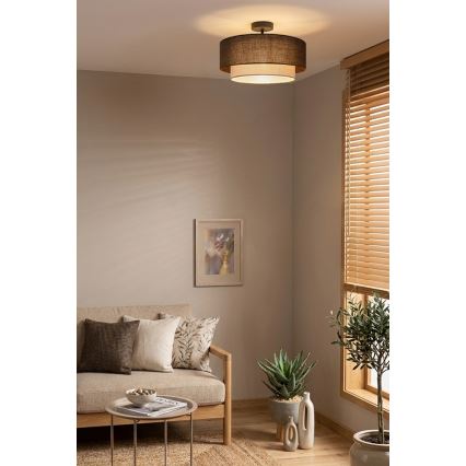 Brilagi - BOHO ECO LED Flush-Mount Ceiling Light 1xE27/10W/230V Ø 40 cm Brown/Cream