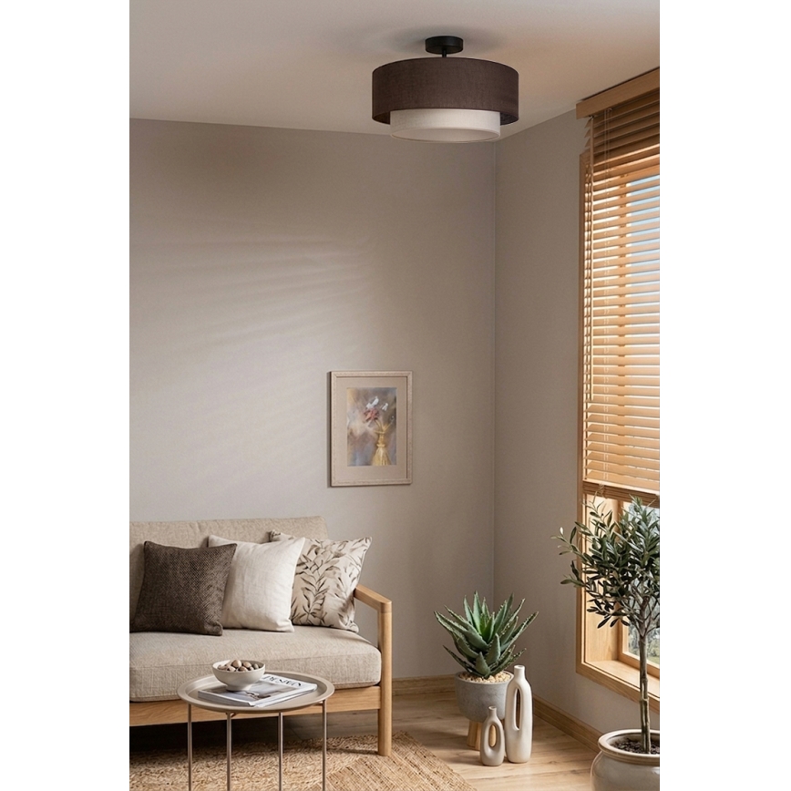 Brilagi - BOHO ECO LED Flush-Mount Ceiling Light 1xE27/10W/230V Ø 40 cm Brown/Cream