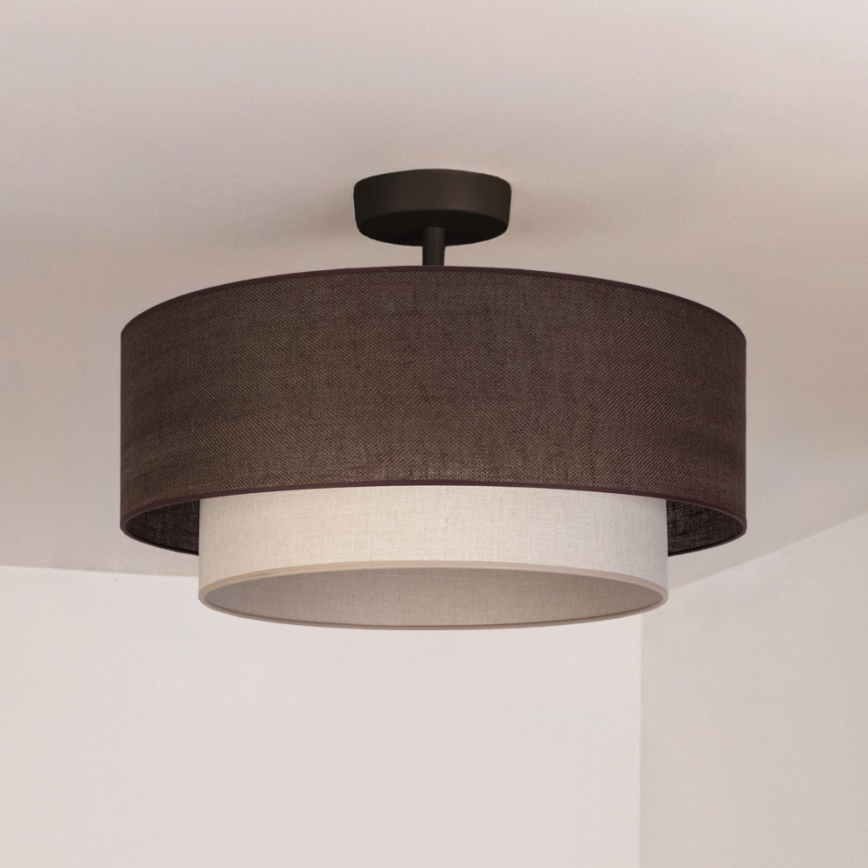 Brilagi - BOHO ECO LED Flush-Mount Ceiling Light 1xE27/10W/230V Ø 40 cm Brown/Cream