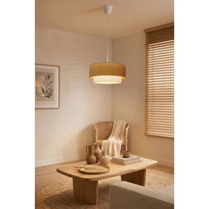 Brilagi - BOHO ECO LED pendant lamp on cable 1xE27/10W/230V, Ø 40 cm, beige/cream