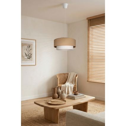 Brilagi - BOHO ECO LED pendant lamp on cable 1xE27/10W/230V, Ø 40 cm, beige/cream