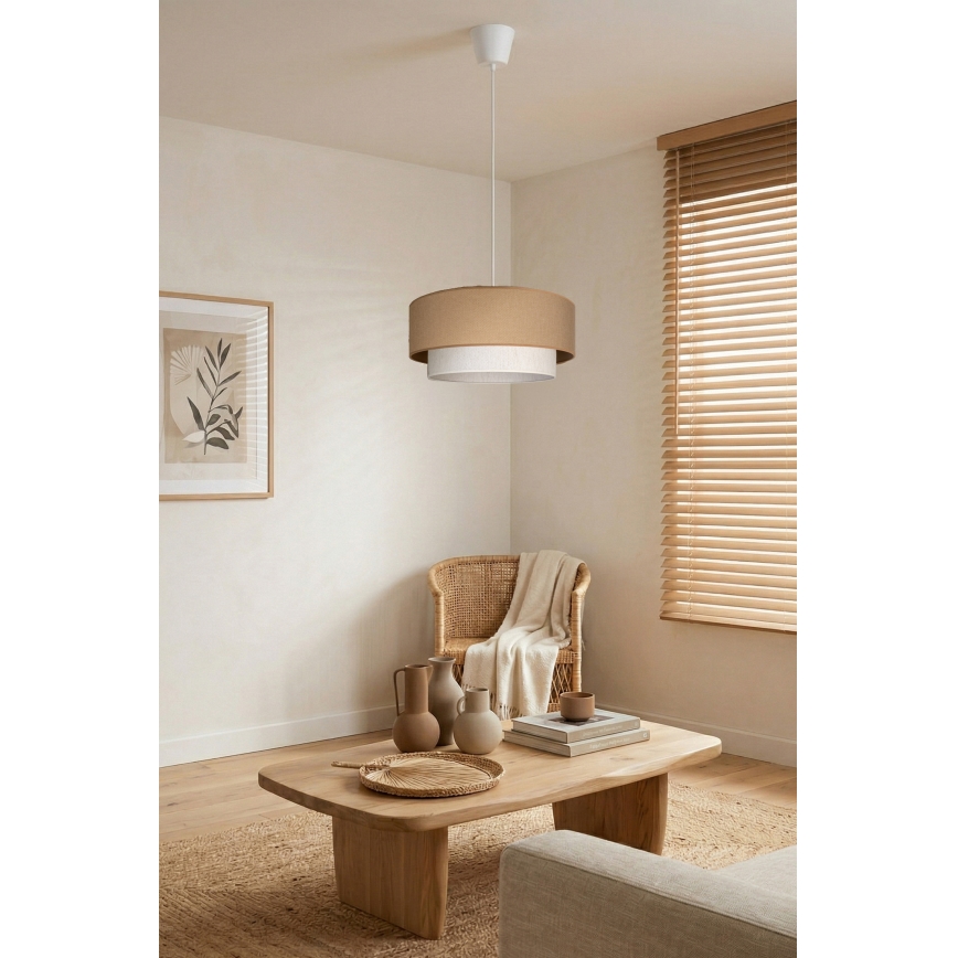 Brilagi - BOHO ECO LED pendant lamp on cable 1xE27/10W/230V, Ø 40 cm, beige/cream