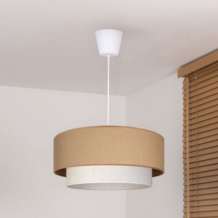 Brilagi - BOHO ECO LED pendant lamp on cable 1xE27/10W/230V, Ø 40 cm, beige/cream