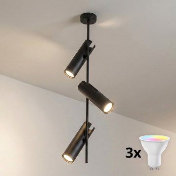 BRILAGI - BRANCH LED RGBW Dimmable Rod Chandelier 3xGU10/6.5W/230V 2700-6500K Black