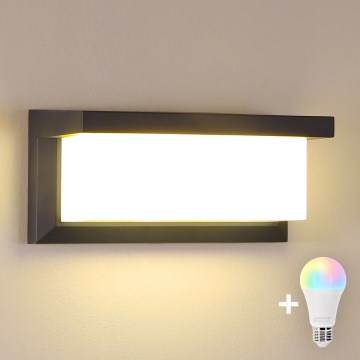 Brilagi - BRICKY LED RGBW Dimmable Outdoor Wall Light 1xE27/9W/230V 2700-6500K Anthracite IP54