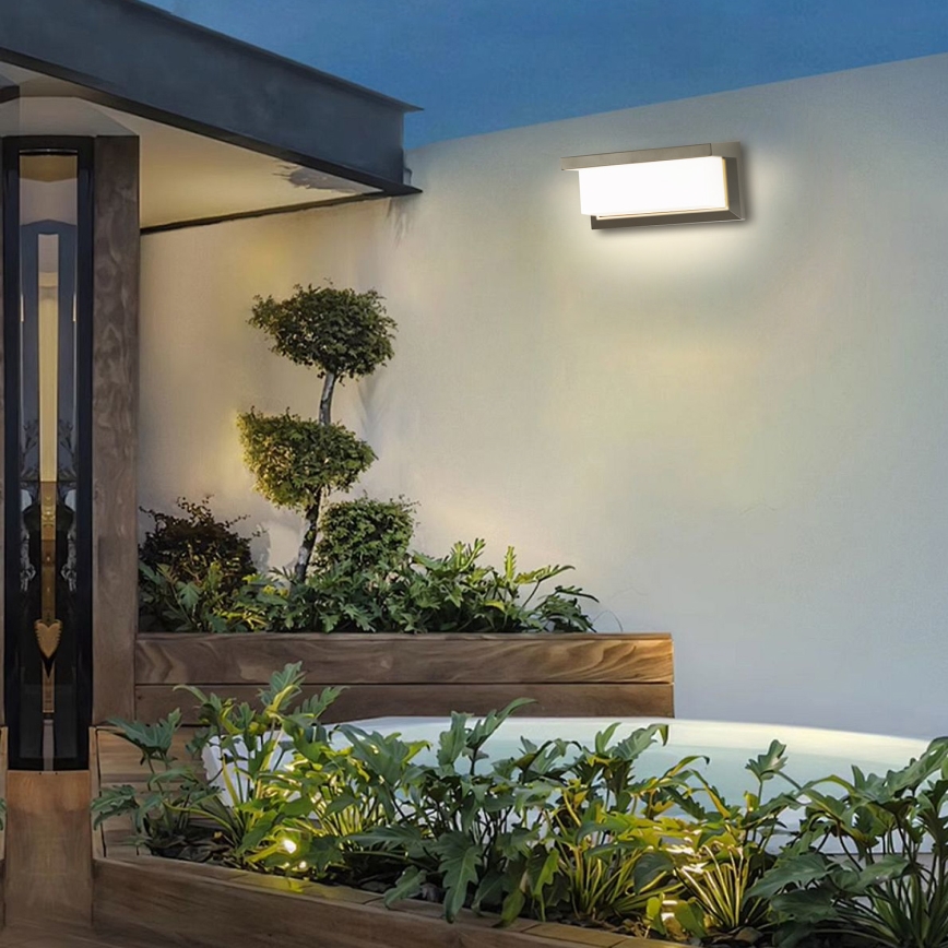 Brilagi - LED RGBW Dimmable outdoor wall light BRICKY 1xE27/15W/230V 2700-6500K IP54 grey