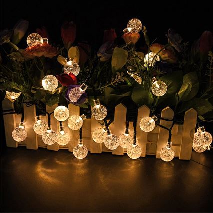 Brilagi - BUBBLE Solar LED Decorative String Lights, 50 LEDs / 8 modes, 7 m, IP65, Warm White, 600 mAh