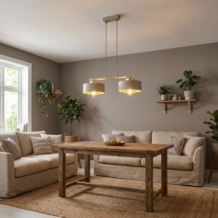 Brilagi - Cable-Hung Chandelier 2xE27/60W/230V Beige/Gold