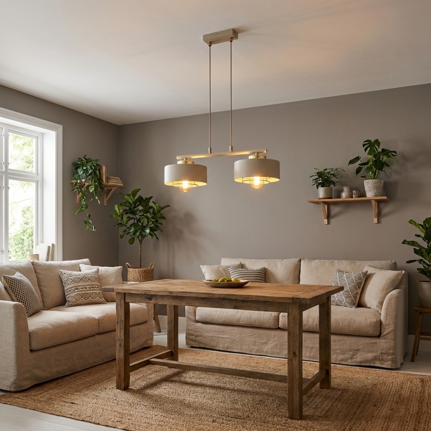 Brilagi - Cable-Hung Chandelier 2xE27/60W/230V Beige/Gold