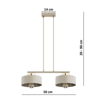 Brilagi - Cable-Hung Chandelier 2xE27/60W/230V Beige/Gold