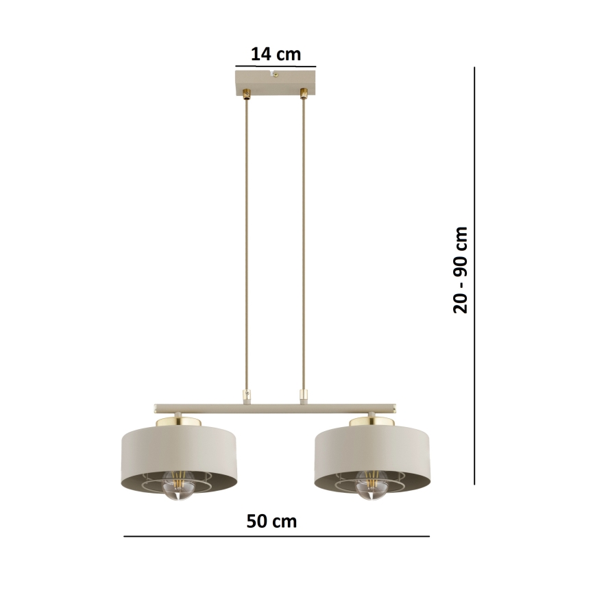Brilagi - Cable-Hung Chandelier 2xE27/60W/230V Beige/Gold