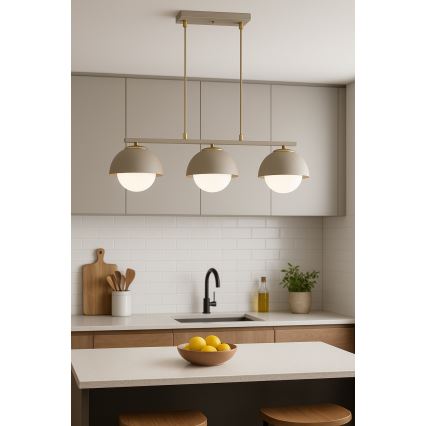 Brilagi - Cable-hung chandelier 3xE27/60W/230V beige/gold