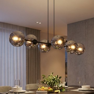 Brilagi - Cable-hung chandelier 6xE27/60W/230V black/smoky gray