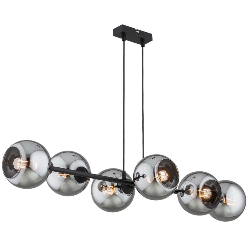 Brilagi - Cable-hung chandelier 6xE27/60W/230V black/smoky gray