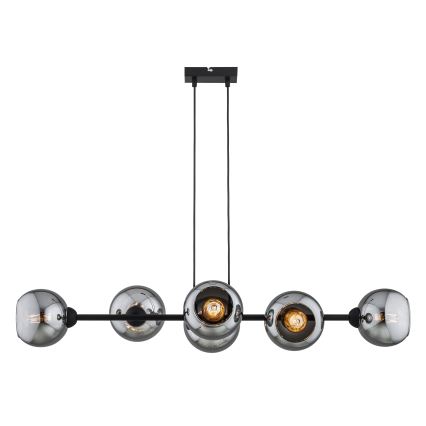 Brilagi - Cable-hung chandelier 6xE27/60W/230V black/smoky gray