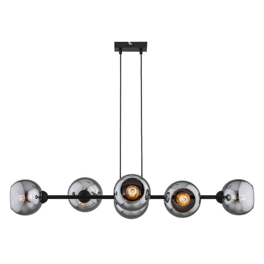 Brilagi - Cable-hung chandelier 6xE27/60W/230V black/smoky gray