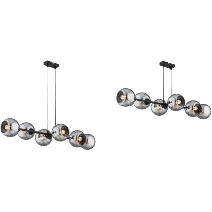 Brilagi - Cable-hung chandelier 6xE27/60W/230V black/smoky gray