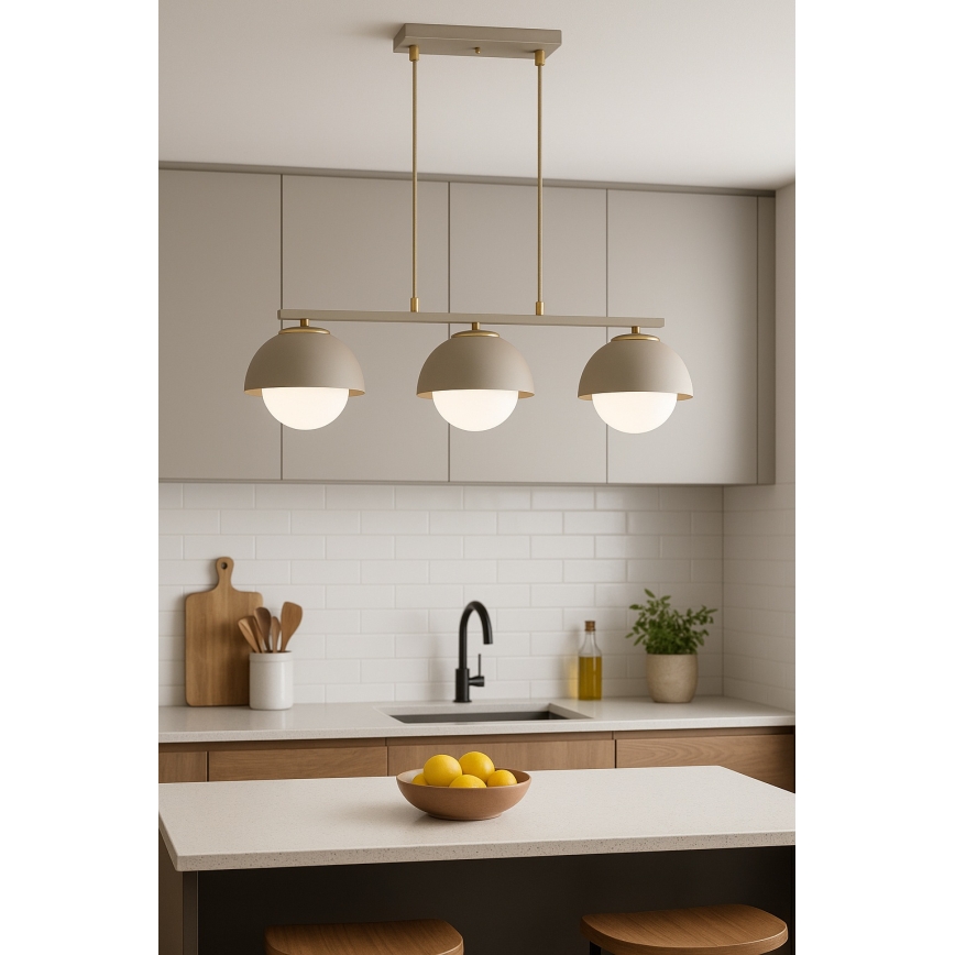Brilagi - Cable-hung chandelier COSMO 3xE27/60W/230V beige/gold