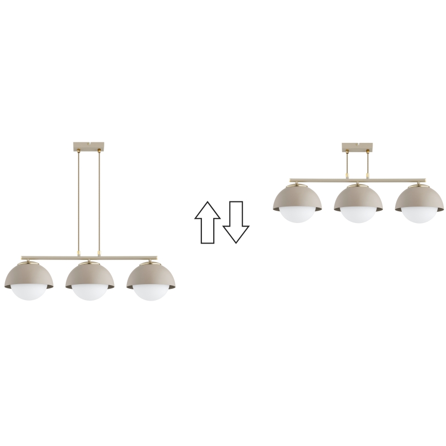 Brilagi - Cable-hung chandelier COSMO 3xE27/60W/230V beige/gold