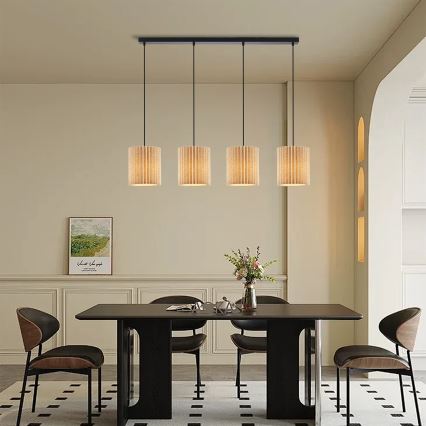 Brilagi - Cable-hung chandelier NORDIC WAVE 4xE27/15W/230V linen/black