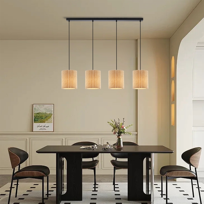 Brilagi - Cable-hung chandelier NORDIC WAVE 4xE27/15W/230V linen/black