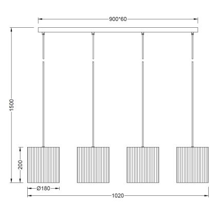 Brilagi - Cable-hung chandelier NORDIC WAVE 4xE27/15W/230V linen/black