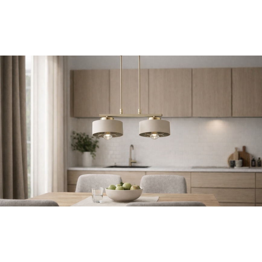Brilagi - Cable-Hung Chandelier SPRING 2xE27/60W/230V Beige/Gold