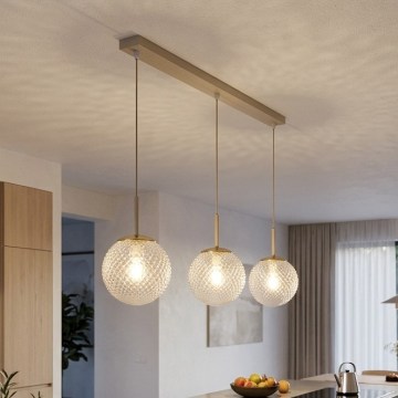 BRILAGI - Cable-hung chandelier STELLA 3xE27/60W/230V beige/gold
