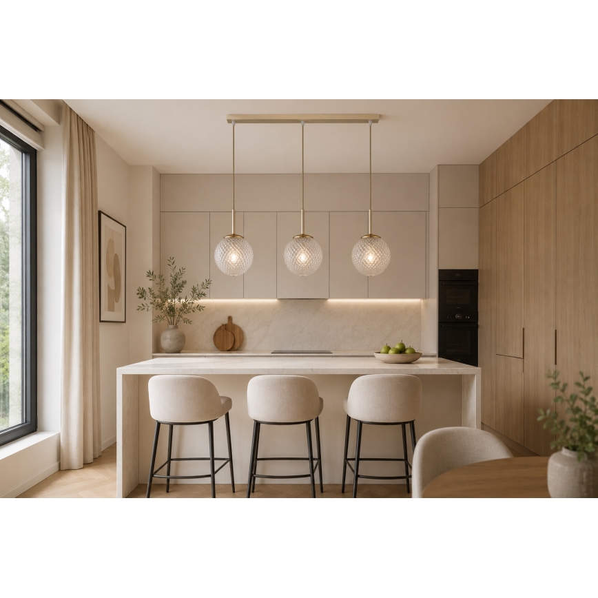 BRILAGI - Cable-hung chandelier STELLA 3xE27/60W/230V beige/gold