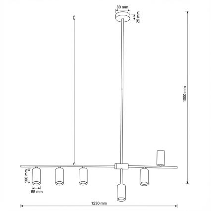 Brilagi - Cable-hung pendant CRANE 6xGU10/30W/230V white