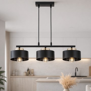 Brilagi - Cable-hung pendant lamp SPRING 3x E27/60W/230V Black/Gold