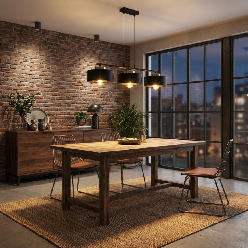 Brilagi - Cable-hung pendant lamp SPRING 3x E27/60W/230V Black/Gold