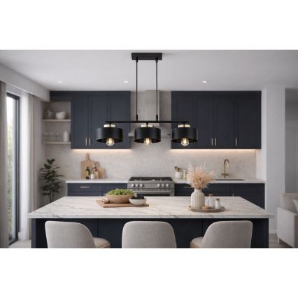 Brilagi - Cable-hung pendant lamp SPRING 3x E27/60W/230V Black/Gold