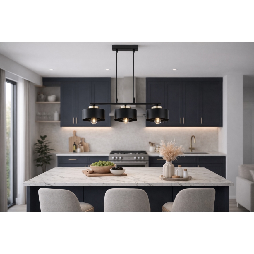 Brilagi - Cable-hung pendant lamp SPRING 3x E27/60W/230V Black/Gold