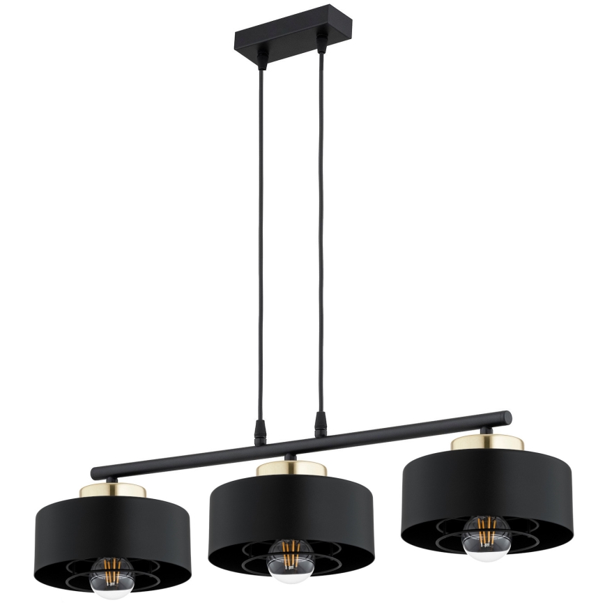 Brilagi - Cable-hung pendant lamp SPRING 3x E27/60W/230V Black/Gold