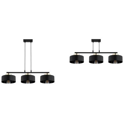 Brilagi - Cable-hung pendant lamp SPRING 3x E27/60W/230V Black/Gold