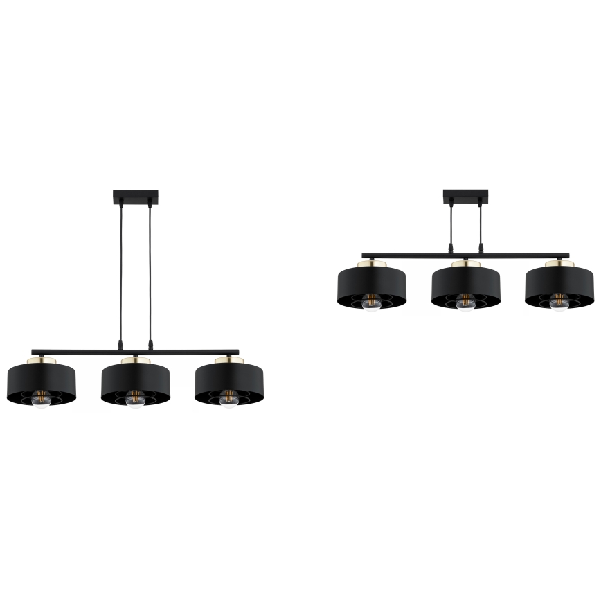 Brilagi - Cable-hung pendant lamp SPRING 3x E27/60W/230V Black/Gold