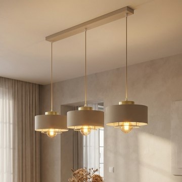 Brilagi - Cable-hung pendant light 3xE27/60W/230V beige/gold