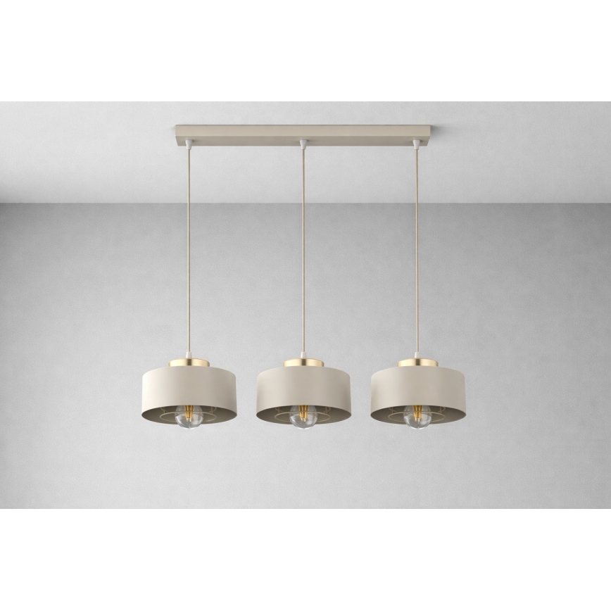 Brilagi - Cable-hung pendant light 3xE27/60W/230V beige/gold