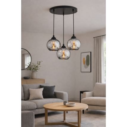 Brilagi - Cable-hung pendant light 3xE27/60W/230V black/smoked gray