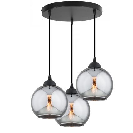 Brilagi - Cable-hung pendant light 3xE27/60W/230V black/smoked gray