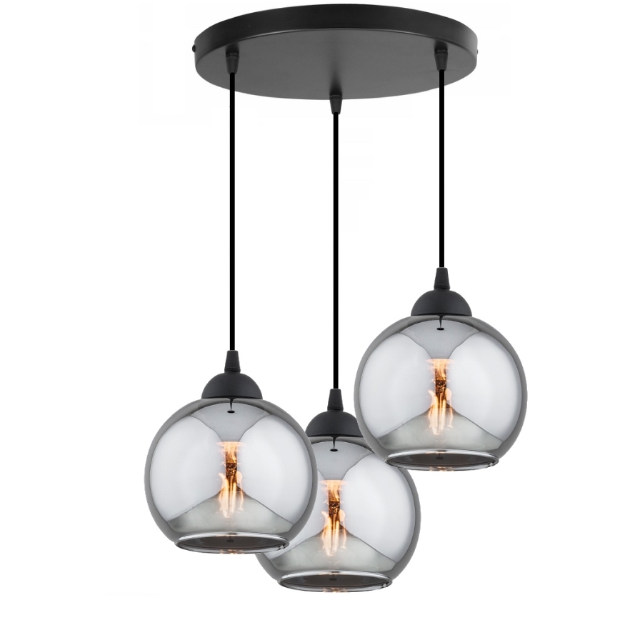 Brilagi - Cable-hung pendant light 3xE27/60W/230V black/smoked gray