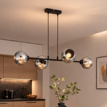 Brilagi - Cable-hung pendant light 4xE27/60W/230V Black/Smoked Grey