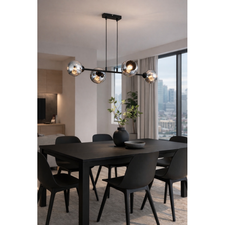 Brilagi - Cable-hung pendant light 4xE27/60W/230V Black/Smoked Grey