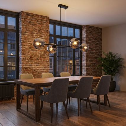 Brilagi - Cable-hung pendant light 4xE27/60W/230V Black/Smoked Grey