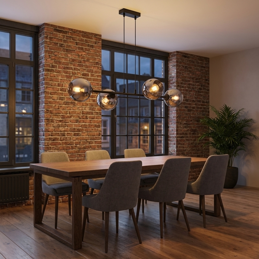 Brilagi - Cable-hung pendant light 4xE27/60W/230V Black/Smoked Grey